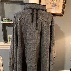 Gray and black poncho